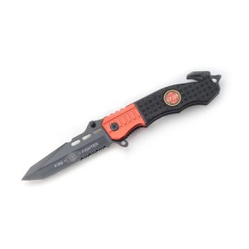 " Fire Fighter " Rescue Style Action Assist Knife 4.5" Closed